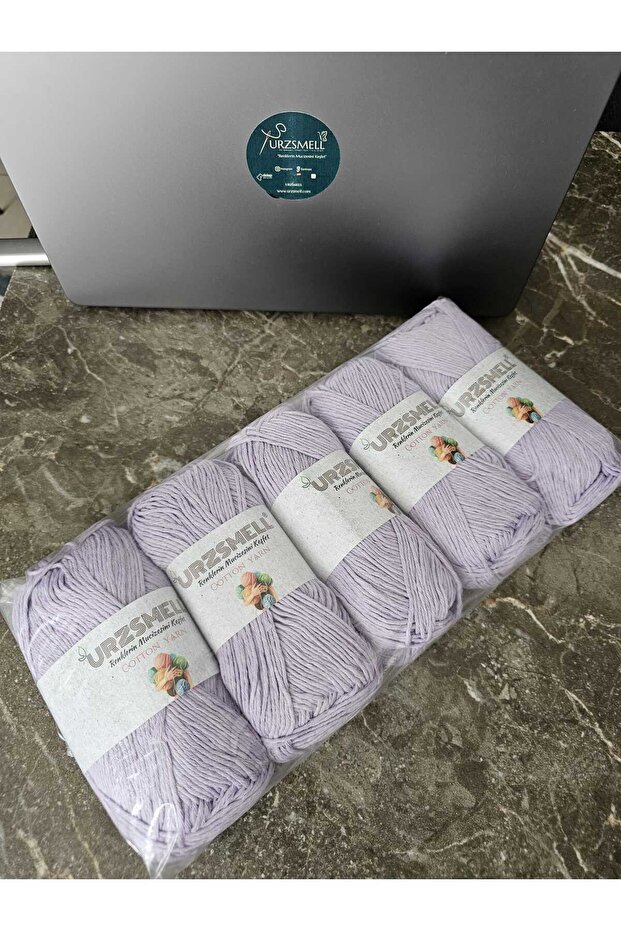 Cotton Knitting Yarn 5-Pack 500 Gr. Lila (100Gr Quantity, 200Mt Dir.)