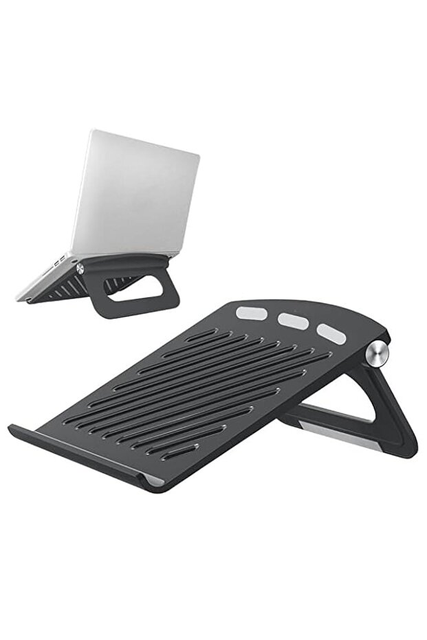 TukzerFoldable Laptop & Tablet Stand Riser for Laptop/MacBook/Notebook Up to 15.6-Inches, with Multi-Angle Adjustment, TZ-T2 (Black) (Renewed)