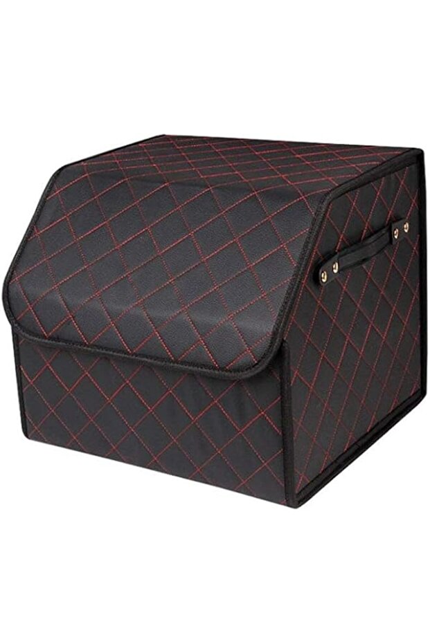 Car Trunk Organizer, Collapsible Storage Box with Diamond Stitching, Black, S Sizes, Perfect for SUV, Auto, Vehicle Storage, 32L Capacity