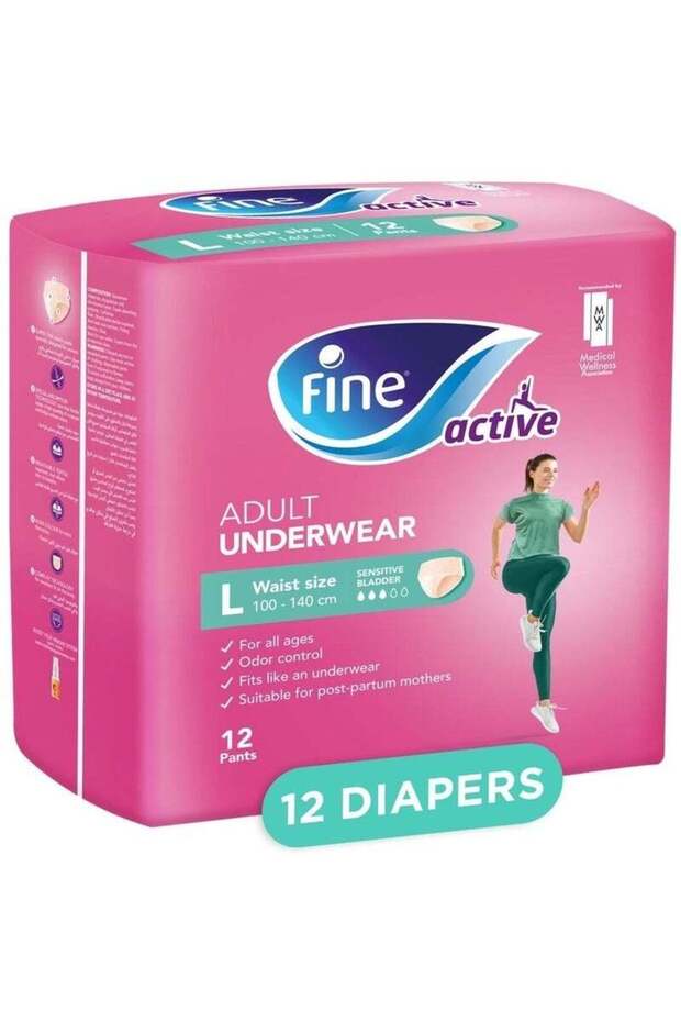 Active Adult Pull-Ups Diapers, Size M, 12 Count, for Women