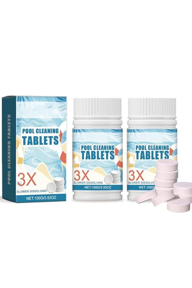 Swimming Pool Cleaning Tablets, Chlorinating Tablet,Multifunctional Pool Chlorine Tablets For Swimming Pool Disinfection-For Clean Water (2 * 100Pcs)