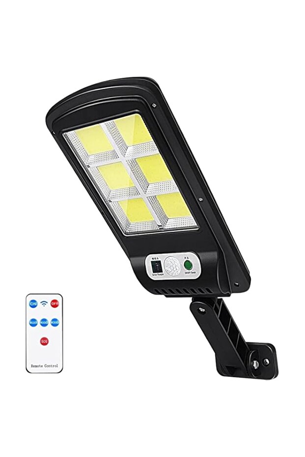 Solar Powered Outdoor Street Light with 6 LED COB Panel, Motion Sensor, bk-818-6 Black
