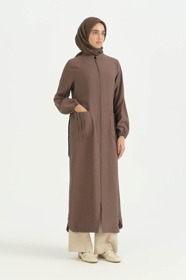 Cep Detailed Belted Tencel Ferace - Light Brown