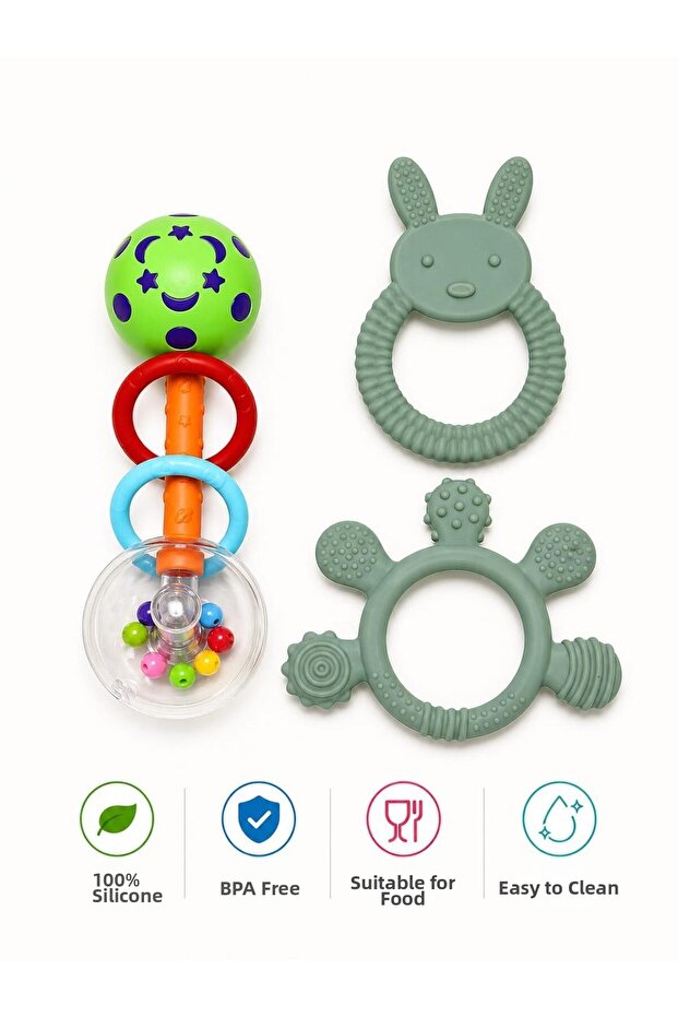 3-Piece Rattle Teether Set
