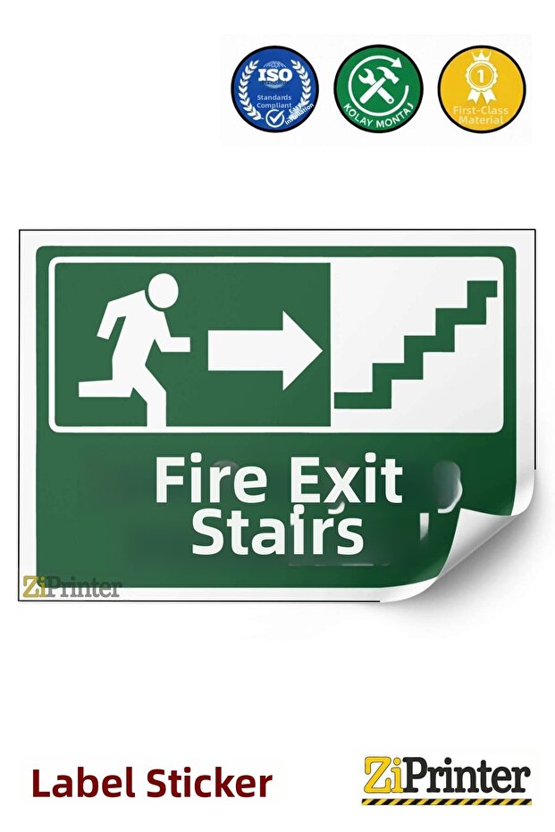 Fire Exit Staircase Isg Warning Sign Sticker 25X35 cm