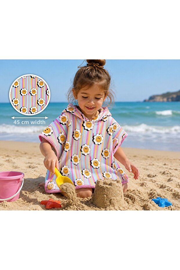 Marte Kids Girls' Hooded Beach & Bath Poncho
