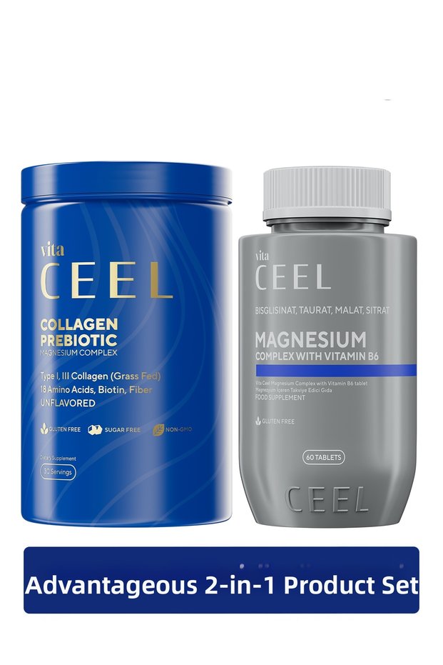 2 Pack Magnesium Tablets and Magnesium Complex Containing Collagen Type 1, 3