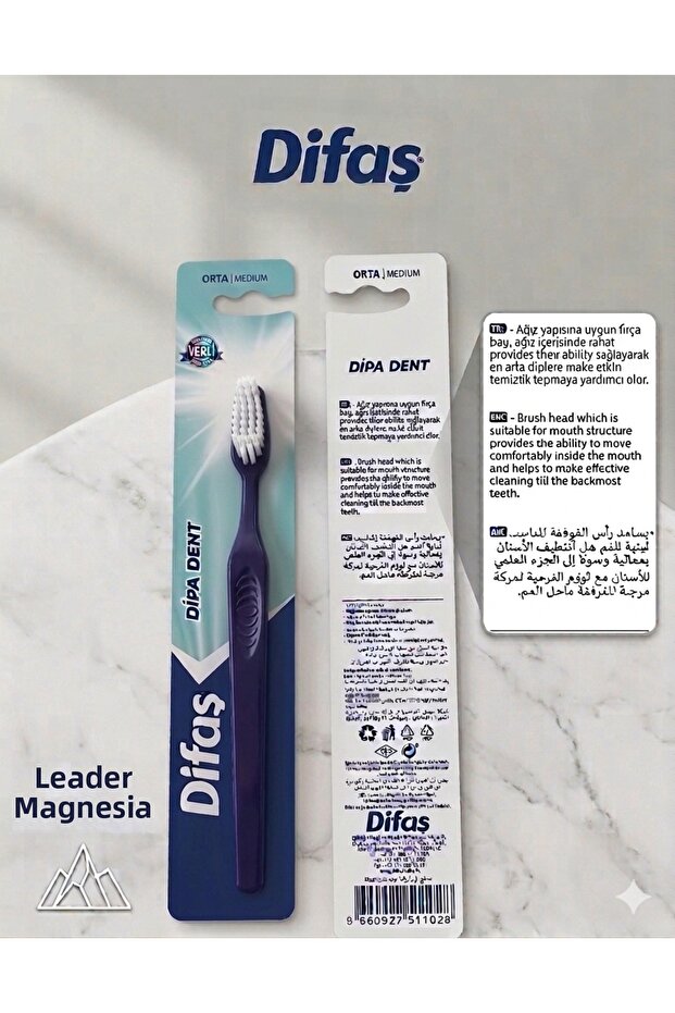 فرشاة أسنان DIPAŞ DİPA DENT متوسطة الصلابة، قطعة واحدة، لون أزرق
