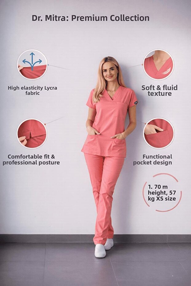 Salmon Lycra Nurse Doctor Uniform Unisex Surgical Suit Scrubs Uniform