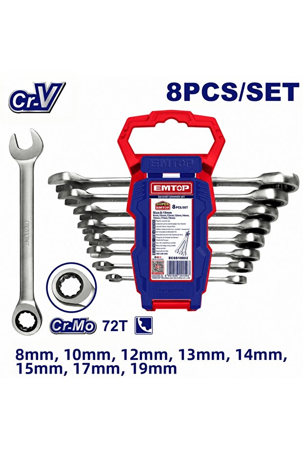 8 Piece Ratchet Wrench Set
