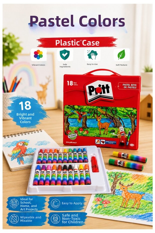 Pastel Crayons 18 Colors 1 Pack in Plastic Bag Pritt Pastel Crayons 18 Pack in Bag Bright, Vibrant and Colorful R