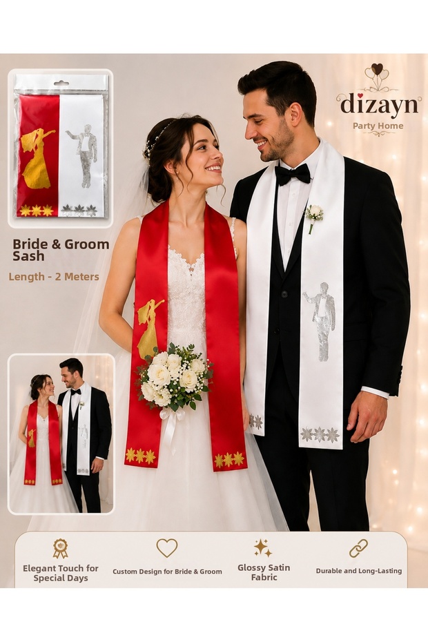 Bride Groom Jewelry Ribbon Satin Sash – 2 Meters – White, Black, Pink, Red Color Options