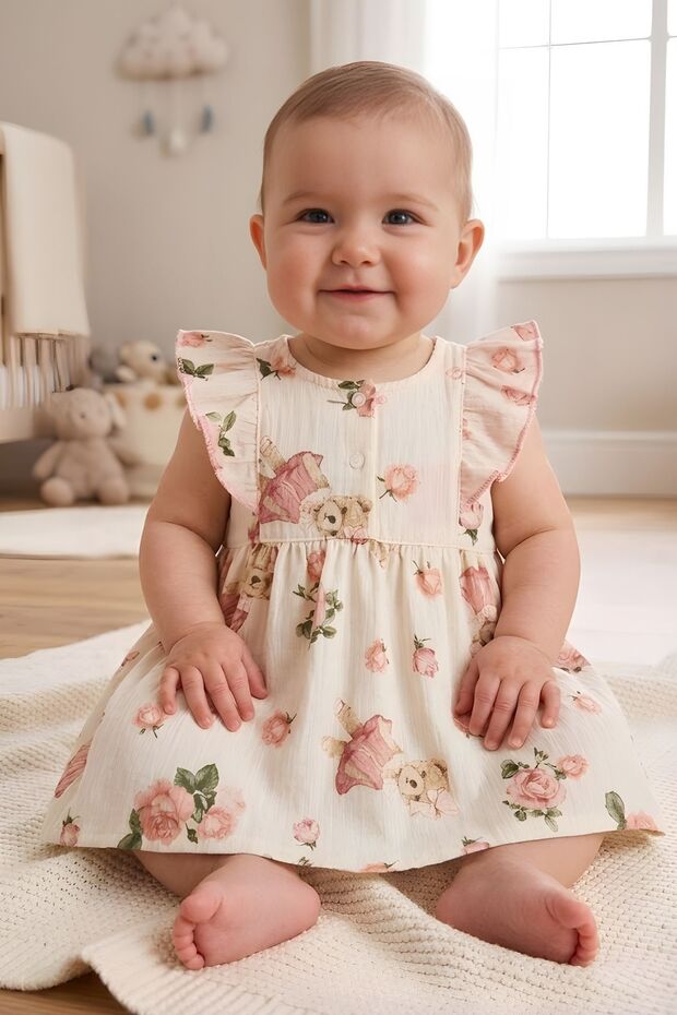 Baby Girl 100% Cotton Woven Patterned Dress