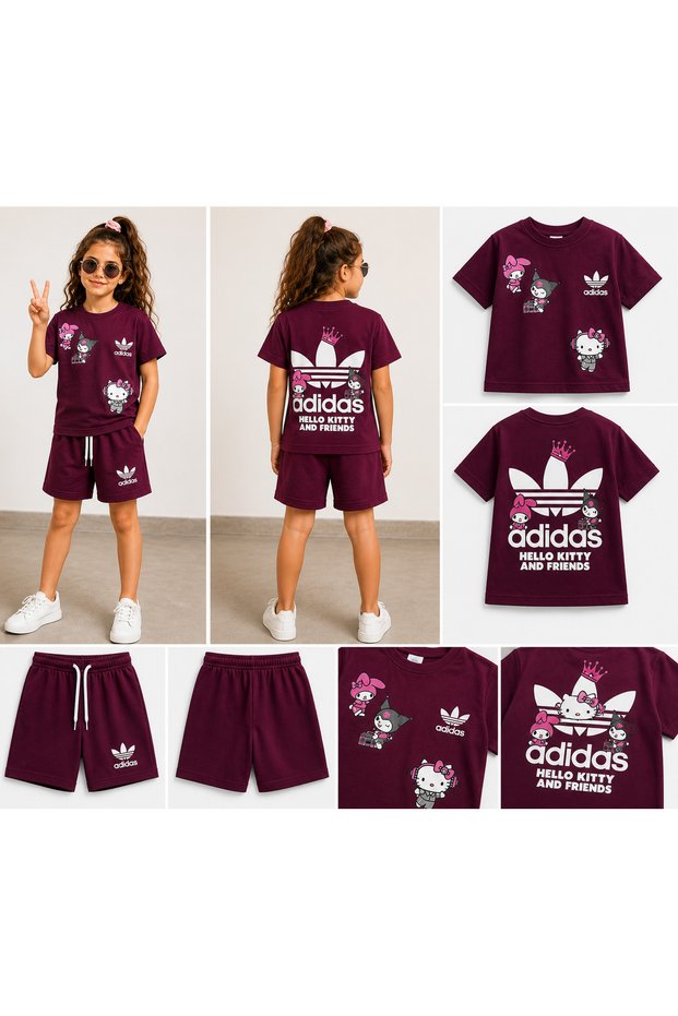 Girls' Printed Shorts Set - Cotton Short Sleeve T-Shirt and Elasticated Shorts 2-Piece Summer Set