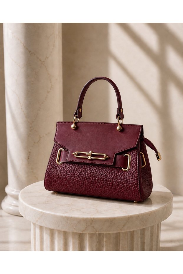 Women's Premium Quality Lock Detail Accessory Crossbody Hand and Shoulder Bag