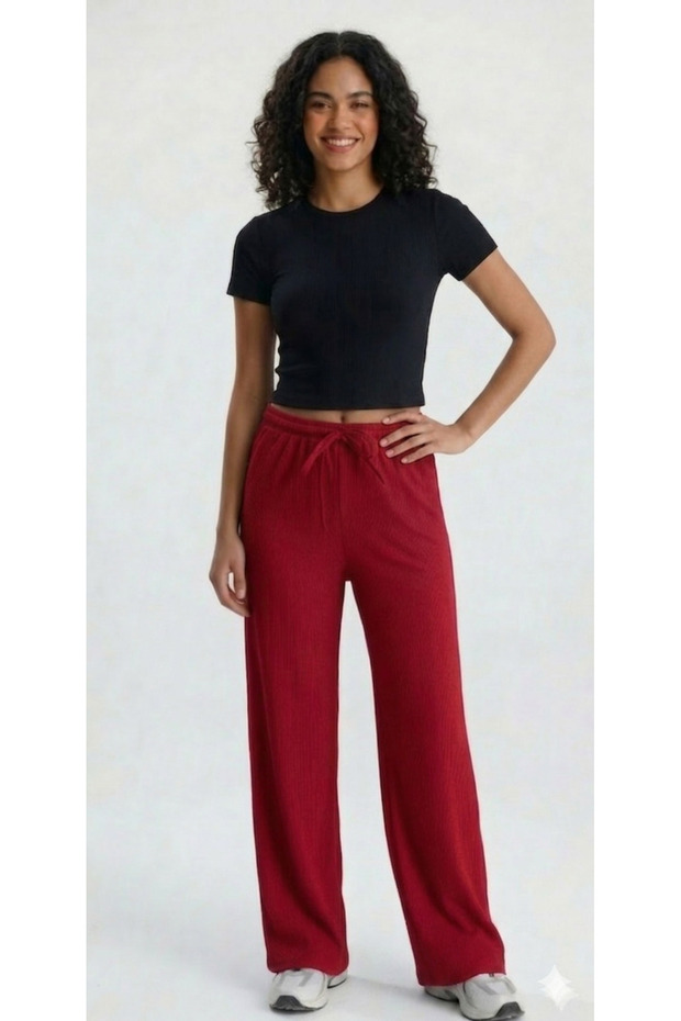 Women's High Waist Wrinkled Fabric Wide-Leg Palazzo Pants