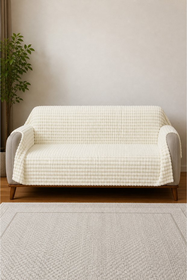 Rabbit Hair Square Textured Non-Slip Sofa/Sofa Bed Cover 170X210 cm