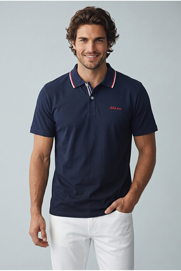 Men Short Sleeves Cotton Blend Polo