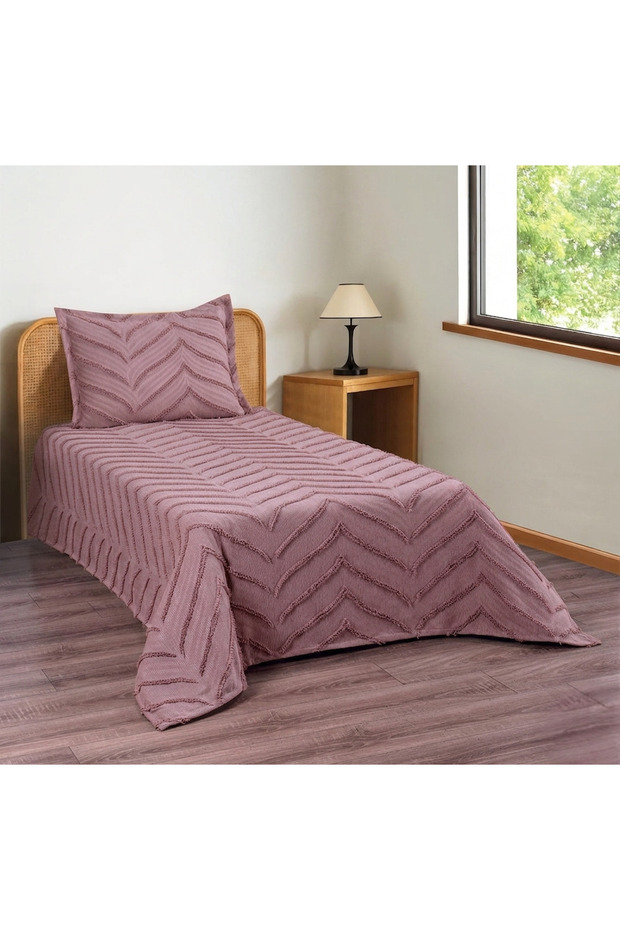 Merve 2 Pieces Single Bedspread Plum