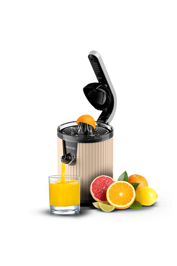عصارة البرتقال والليمون الكهربائية Xqueeze RetroJuice 600 باللون البيج - مع مقبض، طراز ريترو