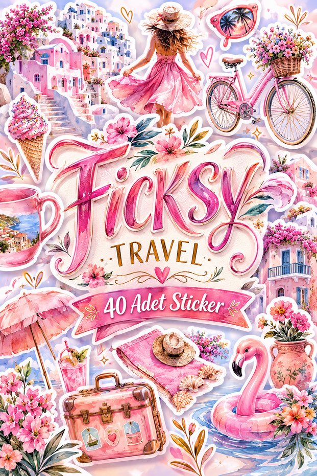 Santorini Aegean Island Sticker Set - 40 Pieces Summer Vacation Travel Traveler Label Sticker