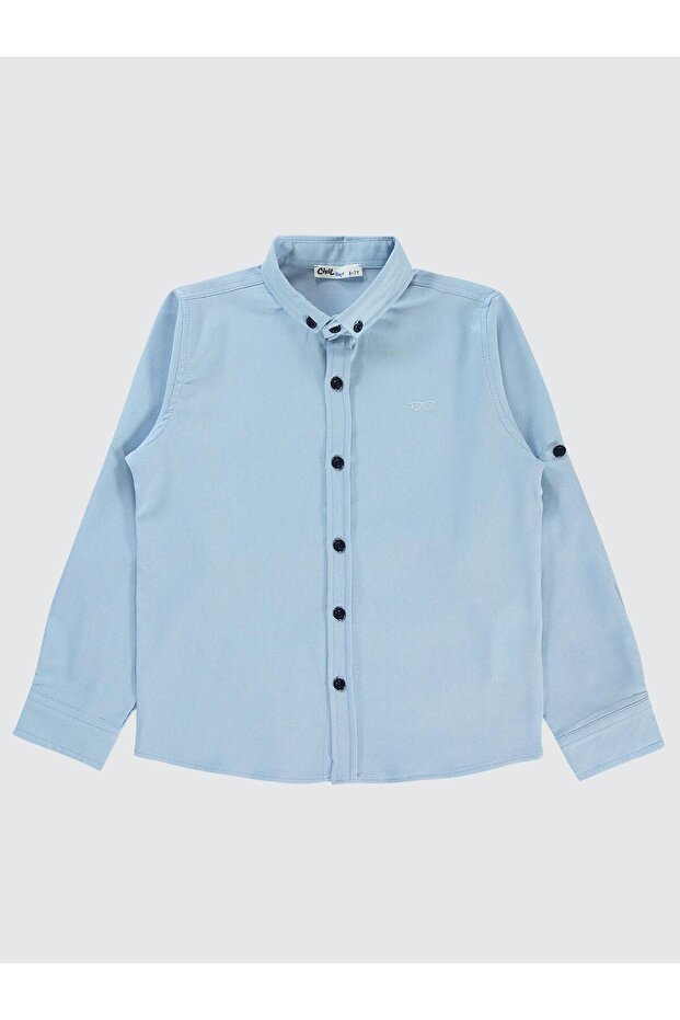 Eyeglass Embroidered Shirt for 6-9 Years Old - Blue