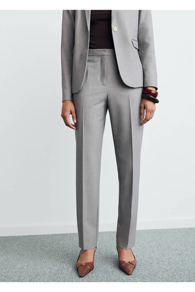 Straight-Cut Fabric Trousers