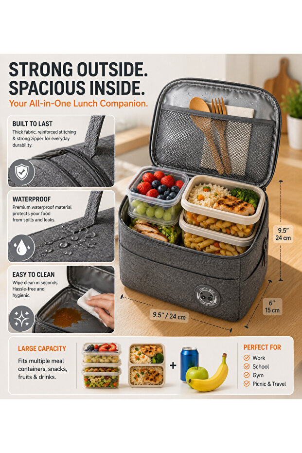 Lunch Box with Coffee Cup/Juice Cup Bento Box 3-Piece Elegant Insulated Ramadan Iftar Box Set