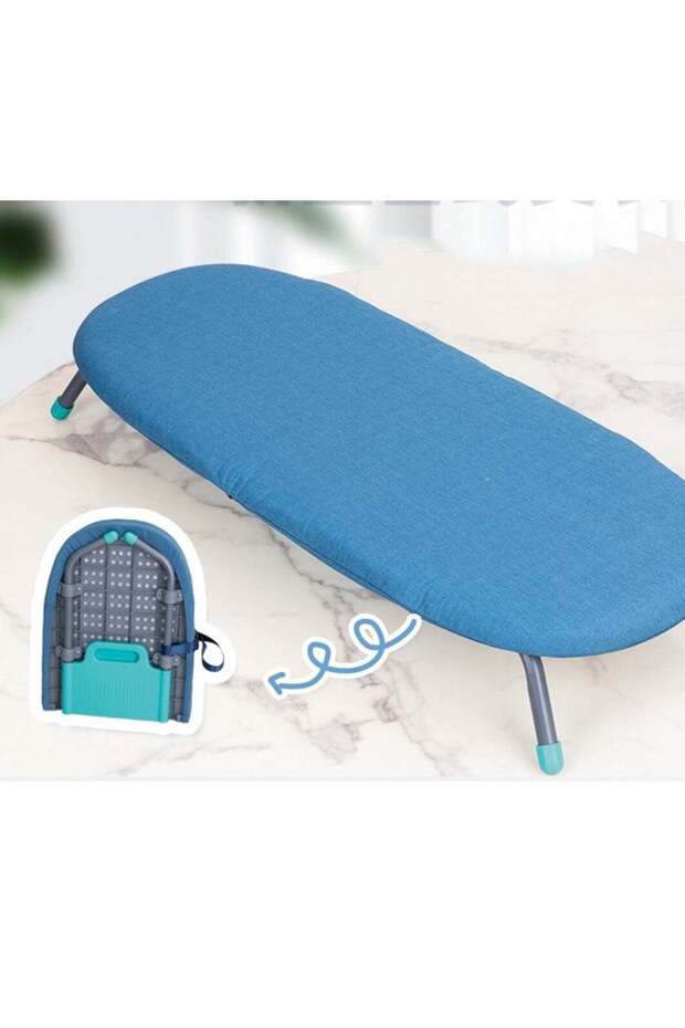Tabletop Ironing Board with Iron Rest, 32x12 Inches, Metal Mesh Panel, Foldable, Blue