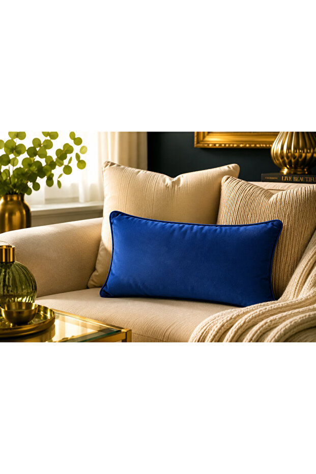 Imported Silk Velvet Navy Blue Color Throw Pillow Cover 30x50cm
