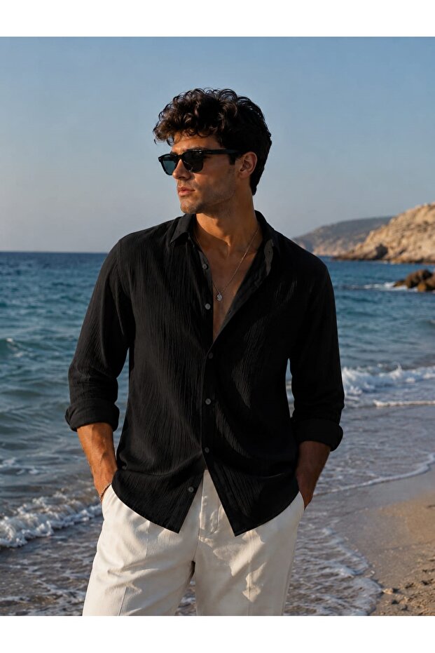 Men's Cotton Linen Shirt Comfortable Fit Summer Shirt