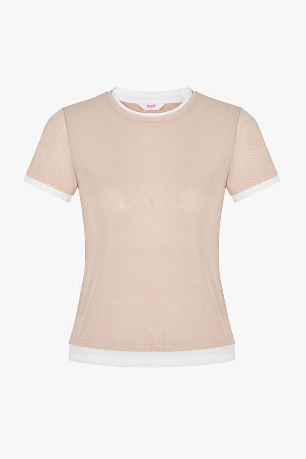 Pastellbeiges Basic Layer T-Shirt - 4