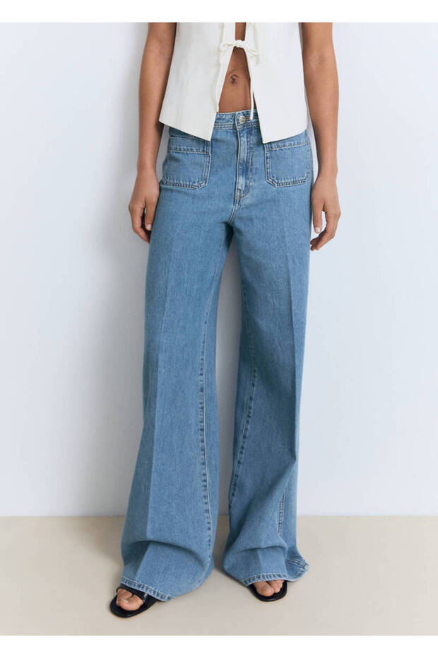 Buttoned Wideleg Jeans - 1