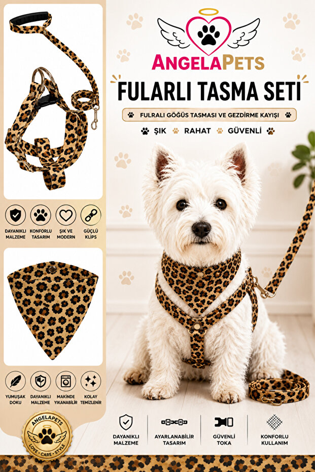 Adjustable Scarf, Chest Harness and Travel Strap Set of 3