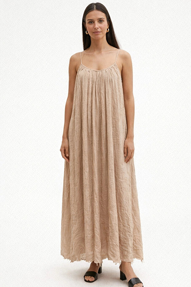 Bohemian-Inspired Thin Strap Lined Maxi Dress