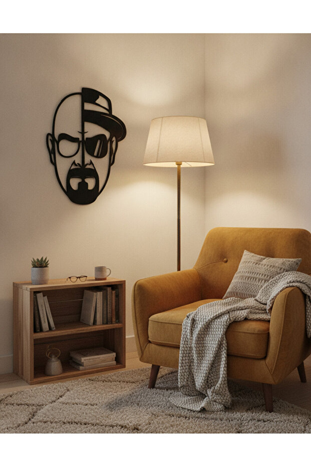 Şapkalı Adam 6mm Kalın MDF Tablo | Karakter Temalı Duvar Dekoru | Salon Çalışma Odası Portre Tablo - 3