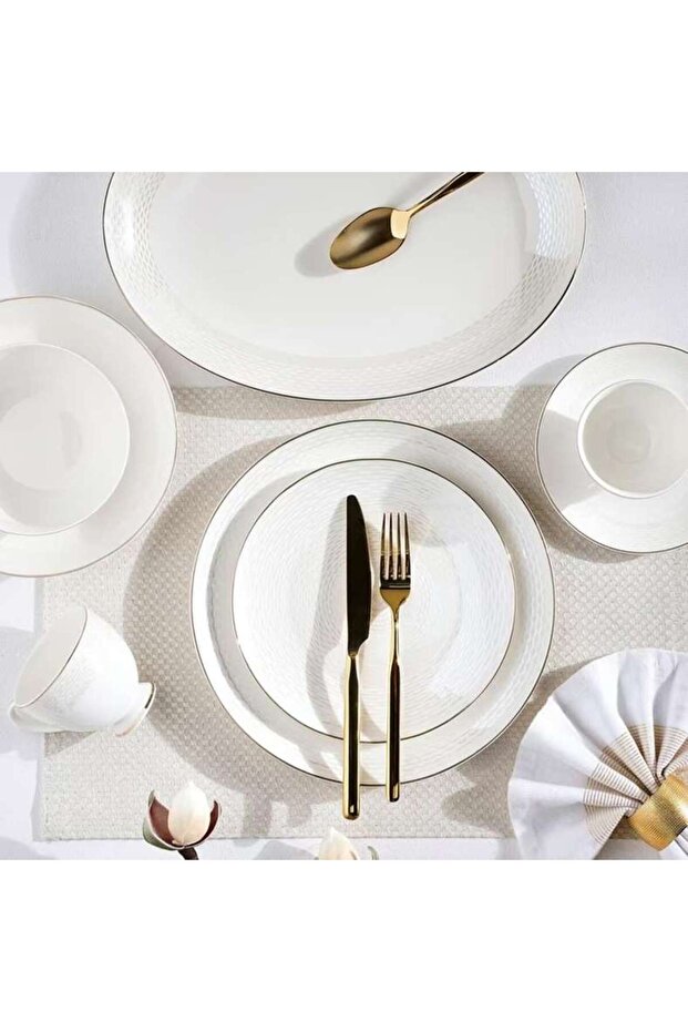 Weave Gala 64-piece New Bone China Dinner Set -white