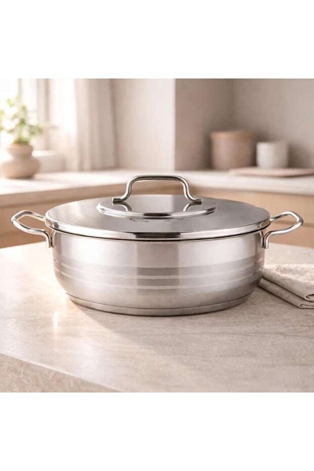 Astra Shallow Cooking Pot With Lid Dia26cm -chrome