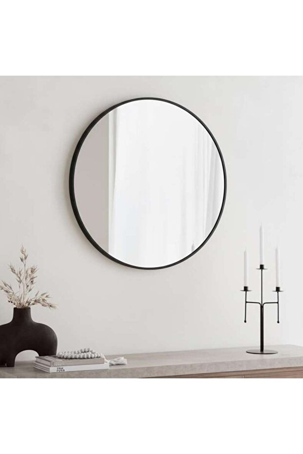 Stanley Metal Wall Mirror Dia 80cm - Black