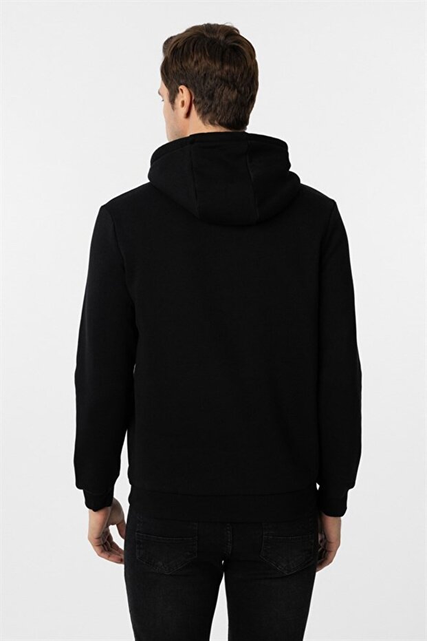 Siyah Regular Düz Sweatshirt - 4