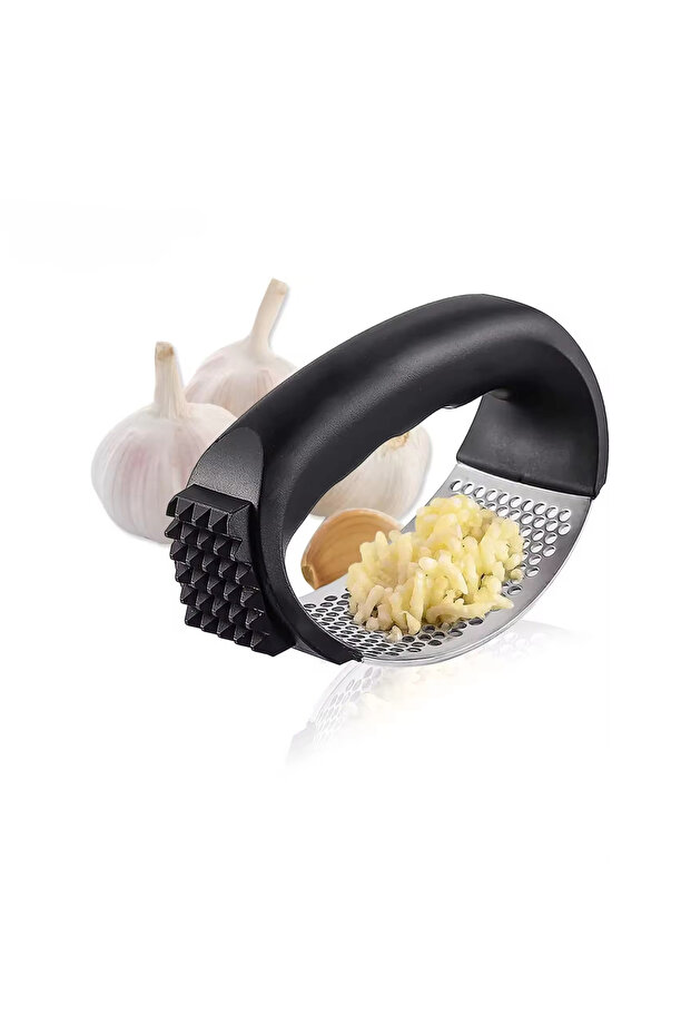Garlic Press Stainless Steel Garlic Crusher Rocker Garlic Mincer with Meat Tenderizer Dual Function Easy Grip Kitchen Tool Heavy Duty Garlic Crusher.