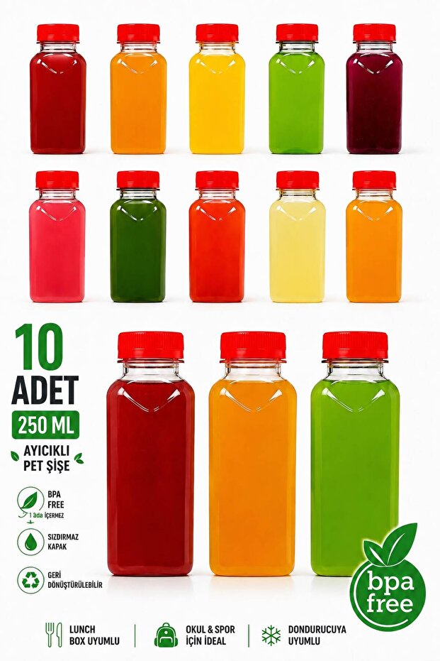 Cornered Zemzem School Picnic Juice Smoothie Detox Ginger Plastic Empty Pet Beverage Bottle Leakproof