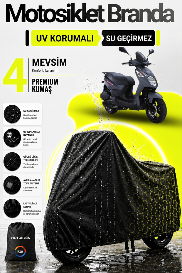 قماش القنب للدراجات النارية Sym Orbit أسود مقاوم للماء ومتين (أعلى سماكة) للاستخدام مدى الحياة