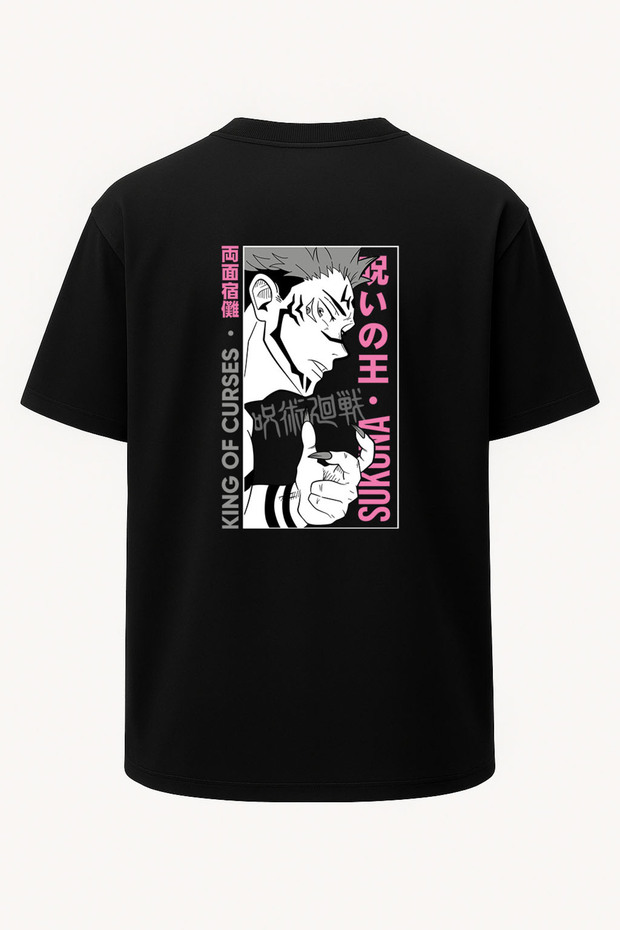 Oversize Sukuna Jujutsu Kaisen Pink Printed Unisex T-Shirt