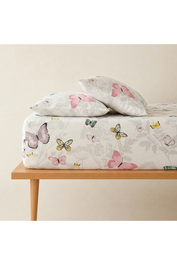100% Cotton Fabric Fitted Sheet+Pillowcase Corner Depth 28-30 CM Soft Fabric New Season