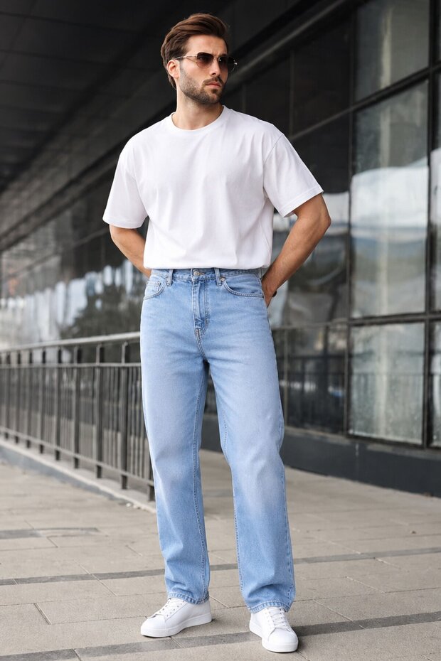 Blue Men's Washable Baggy Jean 7216