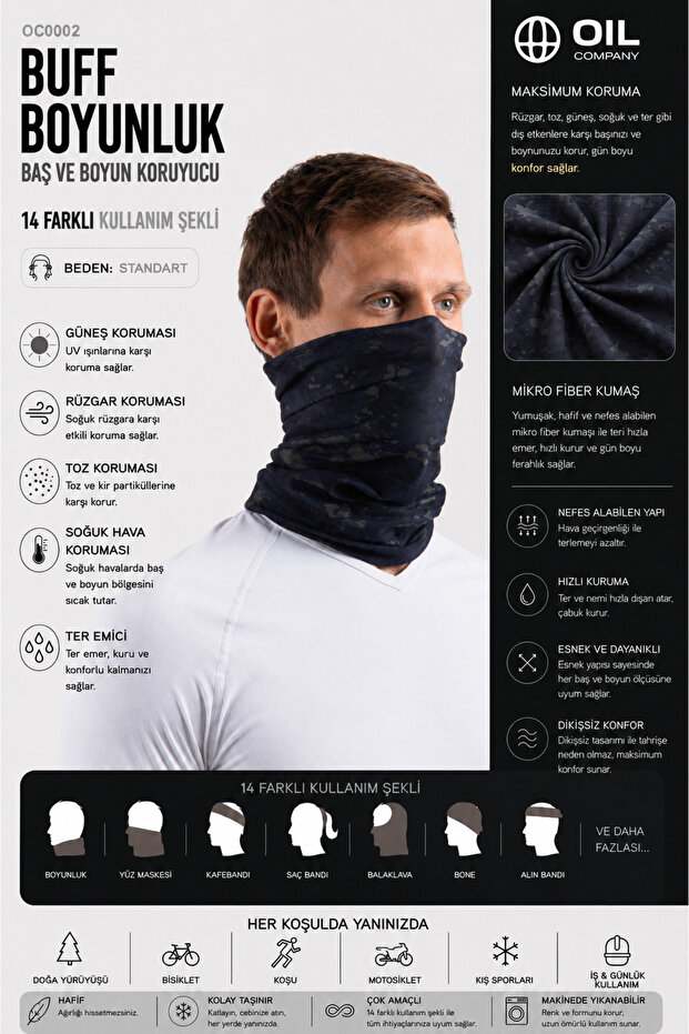 Neck Collar Full Coverage Moisture Absorbing No Wearable Four Seasons Microfiber Military Buff Neck Collar