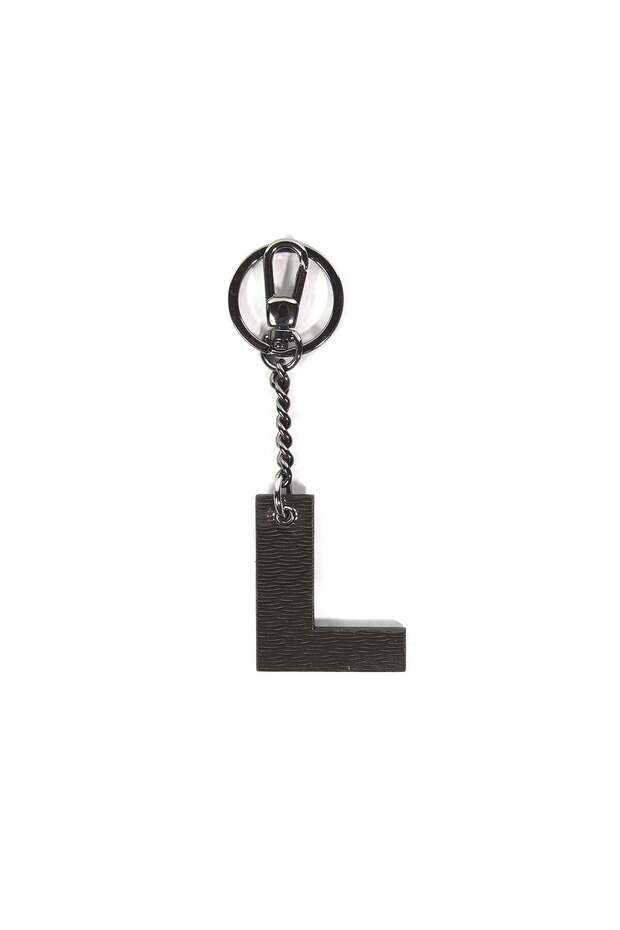 Black Letter L Leather Keychain