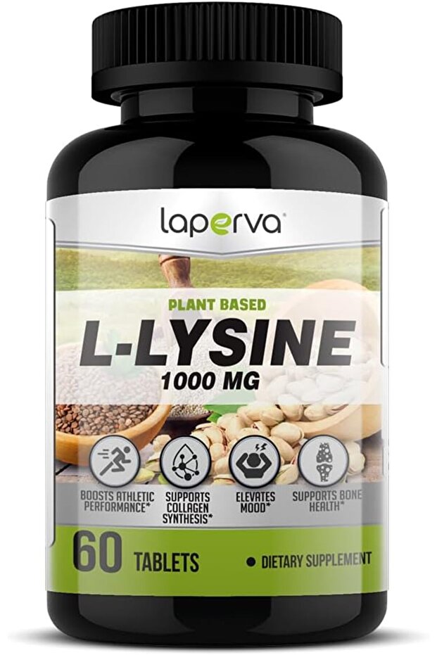 L-Lysine 1000mg Plant-Based Tablets - Boosts Athletic Performance, Mood &Collagen - 60 Gluten-Free, Vegan Capsules