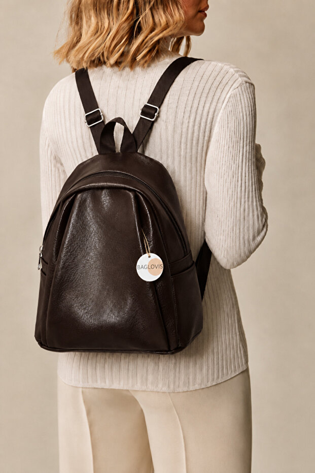 Women's Backpack Soft Leather Look Multi-Compartment School and Daily Bag En28 Size28